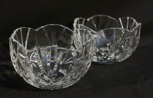 Two Clear Lead Crystal Candle Globes