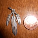 Sterling silver triple feather pendant