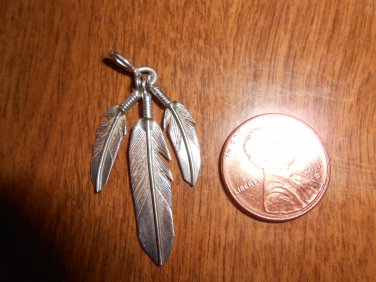 Sterling silver triple feather pendant