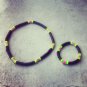 Edm Neon Pink Yellow Green Coconut Bead Stretch Necklace & Bracelet Jewelry Set