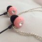 iHip Pink Feathers Chained EARPHONE EARBUD HEADPHONES Styled Rhinestone Fashion