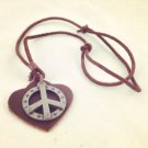 New Handmad High Quality Peace Of Swag Alloy Metal Peace Sign Leather Necklace