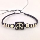 New Handmade Peace Of Swag Batik Bone Bead Waxed Cord Peace Sign Candy Bracelet