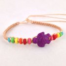 Purple Turtle Rainbow Bone Bead Bracelet