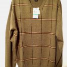 NEW DOCKERS MENS V-NECK SWEATER STRIPES PLAID GREEN LONG SLEEVE L/S Large L