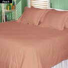 1200 TC Egyptian Cotton Bed Sheet Set Cal-King Size Peach Stripe