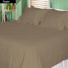 1200 TC Egyptian Cotton Bed Sheet Set Cal-King Size Taupe Stripe