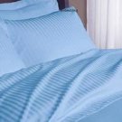 1200 TC Egyptian Cotton Bed Sheet Set Short Queen Size Light Blue Stripe