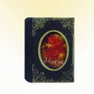 Handmade-hand painted customisable vintage journal, blank notebook: Red roses, wooden cover, XS size
