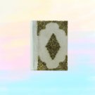Handmade customisable personalised vintage blank notebook: White, wooden cover, XS size