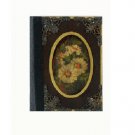 Handmade - hand painted customisable vintage blank notebook: White flowers, wooden cover, XS