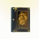 Handmade-hand painted customisable journal, vintage blank notebook: Flowers, wooden cover, small