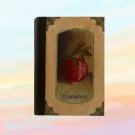 Handmade - hand painted customisable vintage blank journal: Pomegranate, wooden cover, medium