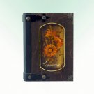 Handmade-hand painted customisable vintage blank journal: Flowers, wooden cover, medium