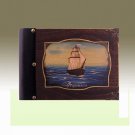 Photo album, handmade - hand painted, vintage customisable album: Old ship, wooden cover, small