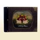 Wedding photo album, handmade - handpainted customisable vintage album: Swans, wooden cover, medium