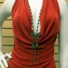 Halter Top with attached butterfly necklace XL
