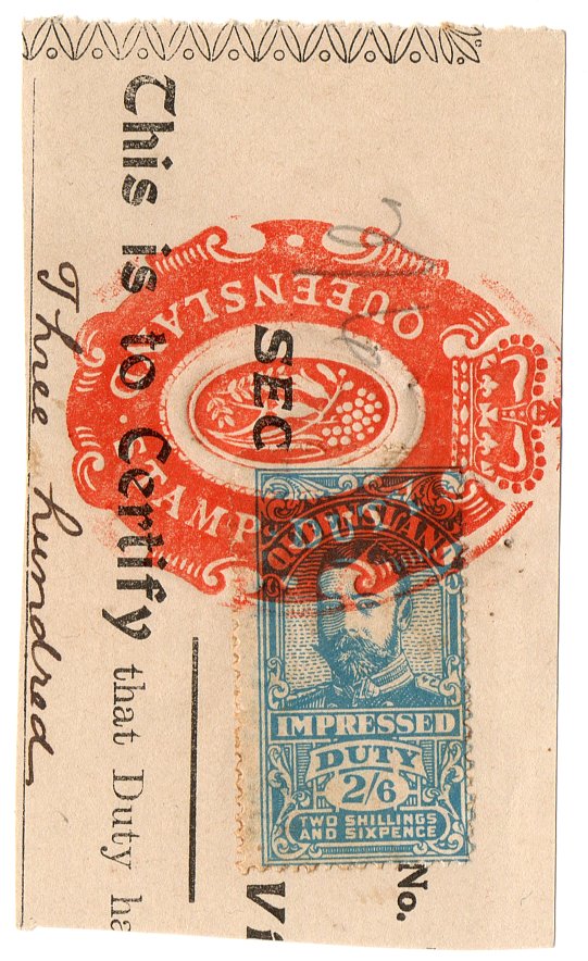 (I.B) Australia - Queensland Revenue : Impressed Duty 2/6d