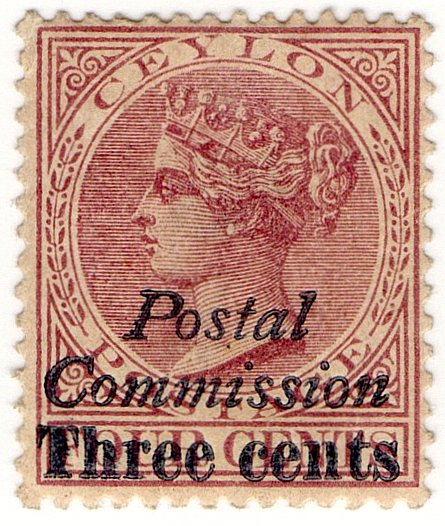 (I.B) Ceylon Revenue : Postal Commission 3c OP