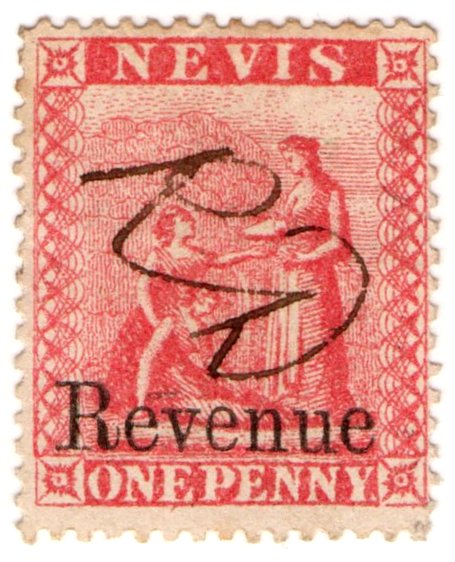 (I.B) Nevis Revenue : Duty Stamp 1d