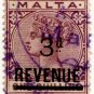 (I.B) Malta Revenue : Duty Stamp 3d on 1/- OP