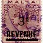 (I.B) Malta Revenue : Duty Stamp 3d on 1/- OP