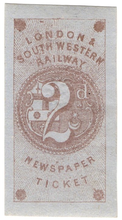 (I.B) London & South Western Railway : Newspaper Ticket 2d