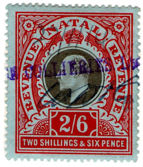 (I.B) Natal Revenue : Duty Stamp 2/6d