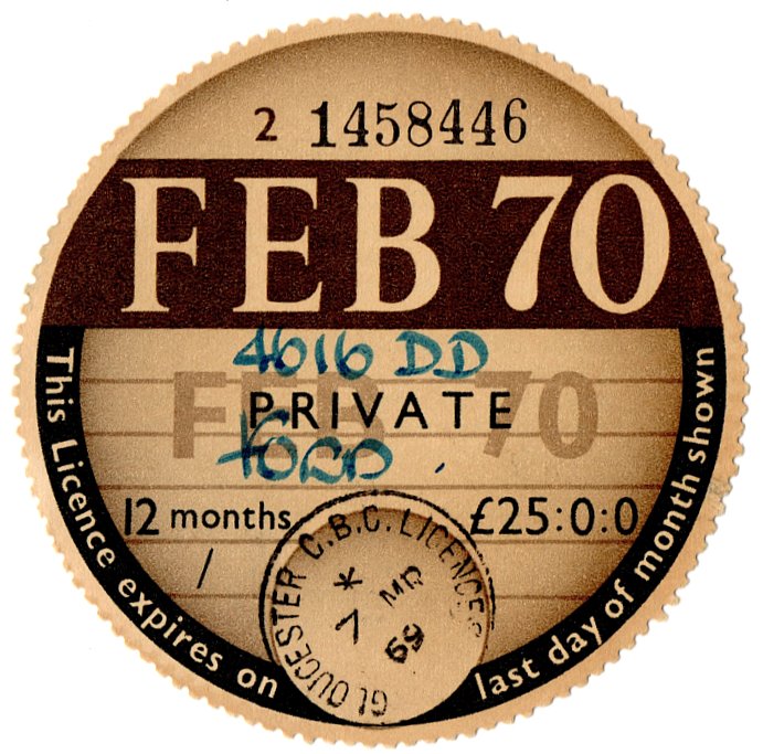 (I.B) GB Revenue : Car Tax Disc (Ford 1970)