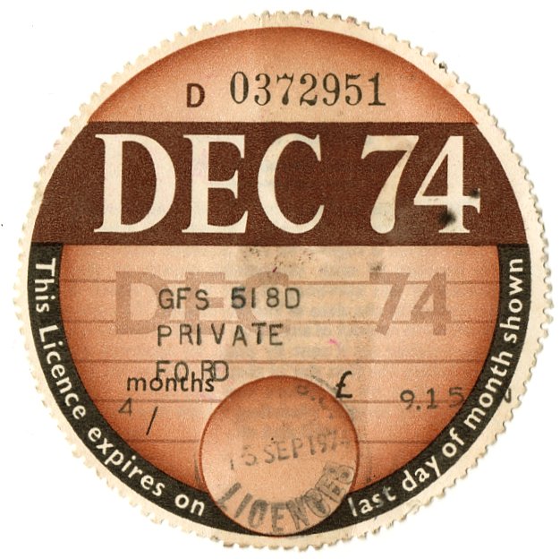 (I.B) GB Revenue : Car Tax Disc (Ford 1974)