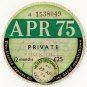 (I.B) GB Revenue : Car Tax Disc (Vauxhall 1975)