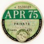 (I.B) GB Revenue : Car Tax Disc (Vauxhall 1975)