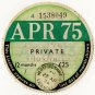 (I.B) GB Revenue : Car Tax Disc (Vauxhall 1975)