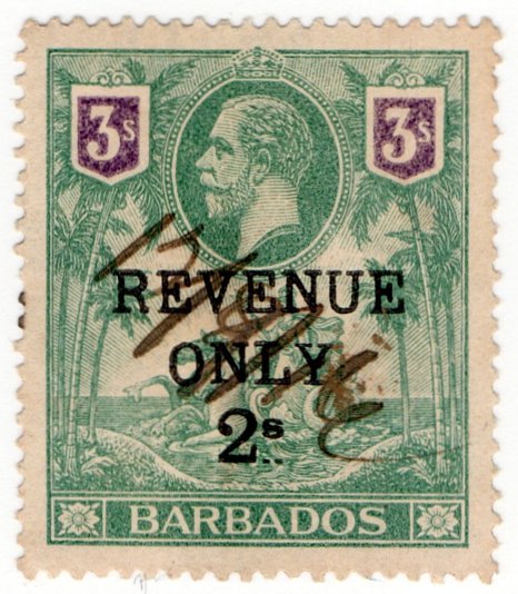 (I.B) Barbados Revenue : Duty 2/- on 3/- OP