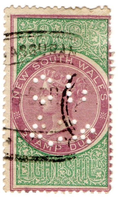 (I.B) Australia - NSW Revenue : Stamp Duty 8/- (private perfin)