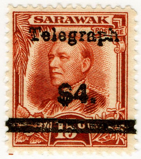 (I.B) Sarawak Telegraphs : Overprint $4