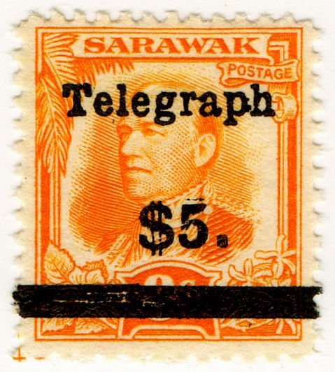 (I.B) Sarawak Telegraphs : Overprint $5