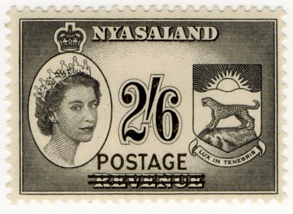 (I.B) Nyasaland Revenue : Duty 2/6d (postal overprint)