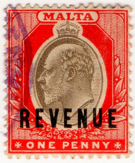 (I.B) Malta Revenue : Duty Stamp 1d