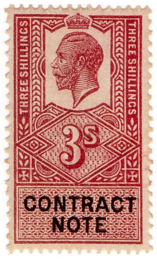 (I.B) George V Revenue : Contract Note 3/-