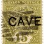 (I.B) Ceylon Postal : 15c Cave Pre-Cancel