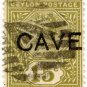 (I.B) Ceylon Postal : 15c Cave Pre-Cancel