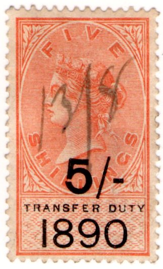 (I.B) QV Revenue : Transfer Duty 5/- (1890)