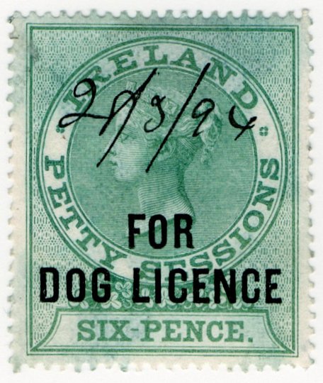 (I.B) QV Revenue : Ireland Dog Licence 6d