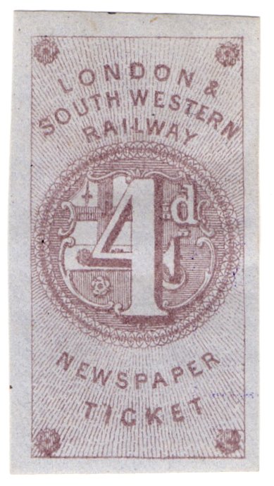 (I.B) London & South Western Railway : Newspaper Ticket 4d