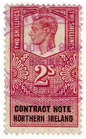 (I.B) George VI Revenue : Contract Note (Northern Ireland) 2/-