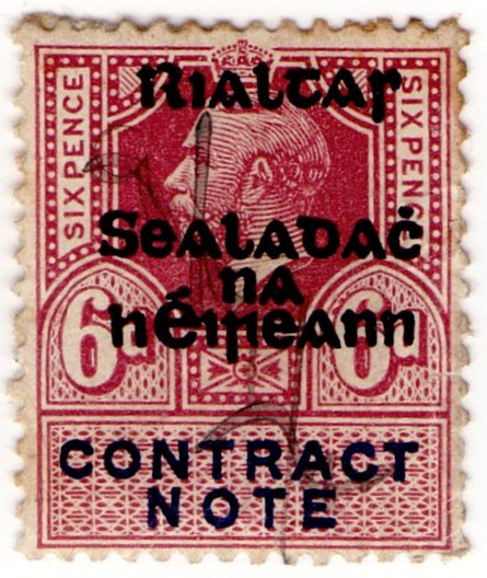(I.B) George V Revenue : Contract Note (Ireland) 6d OP