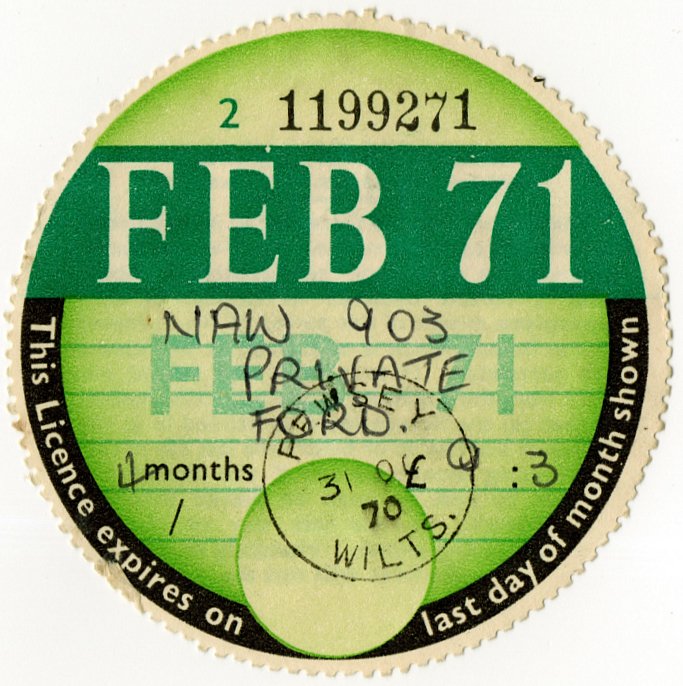 (I.B) GB Revenue : Car Tax Disc (Ford 1971)