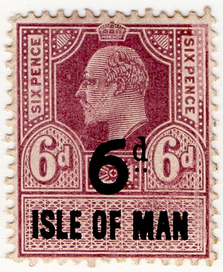 (I.B) Edward VII Revenue : Isle of Man 6d