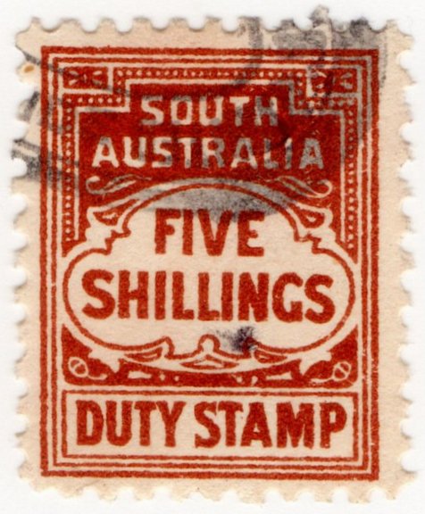 (I.B) Australia - South Australia Revenue : Stamp Duty 5/-